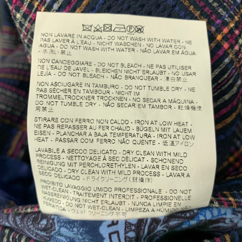 ETRO Size 40 Navy Multi-Color Plaid Cotton Elastane Sport Coat