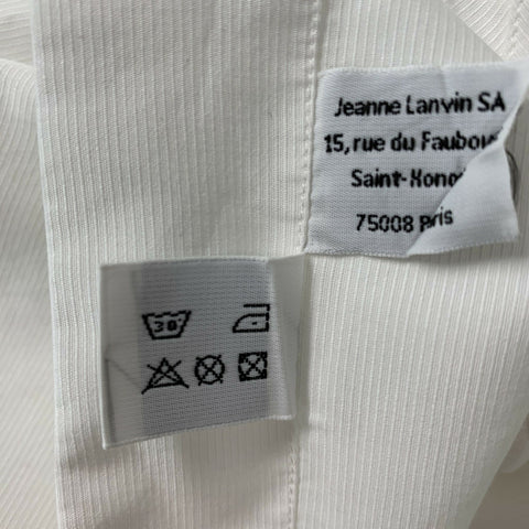 LANVIN Size S White Solid Cotton Tuxedo Long Sleeve Shirt