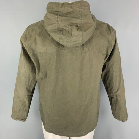 DE BONNE FACTURE Size M Green Olive Cotton Hooded Jacket