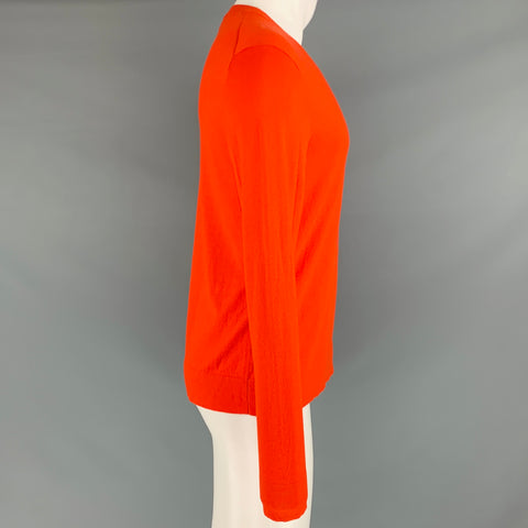THEORY Size M Orange Cotton Cashmere V-Neck Pullover