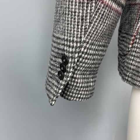 TS (S) Size S Gray Plaid Wool Blend Peak Lapel Sport Coat