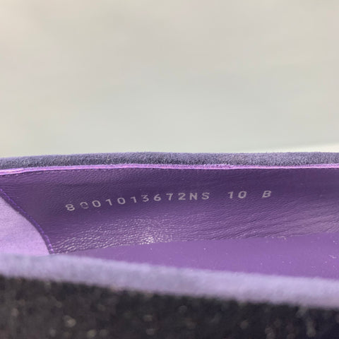 RALPH LAUREN Size 10 Purple Silver Velvet Embroidered Ulah Flats