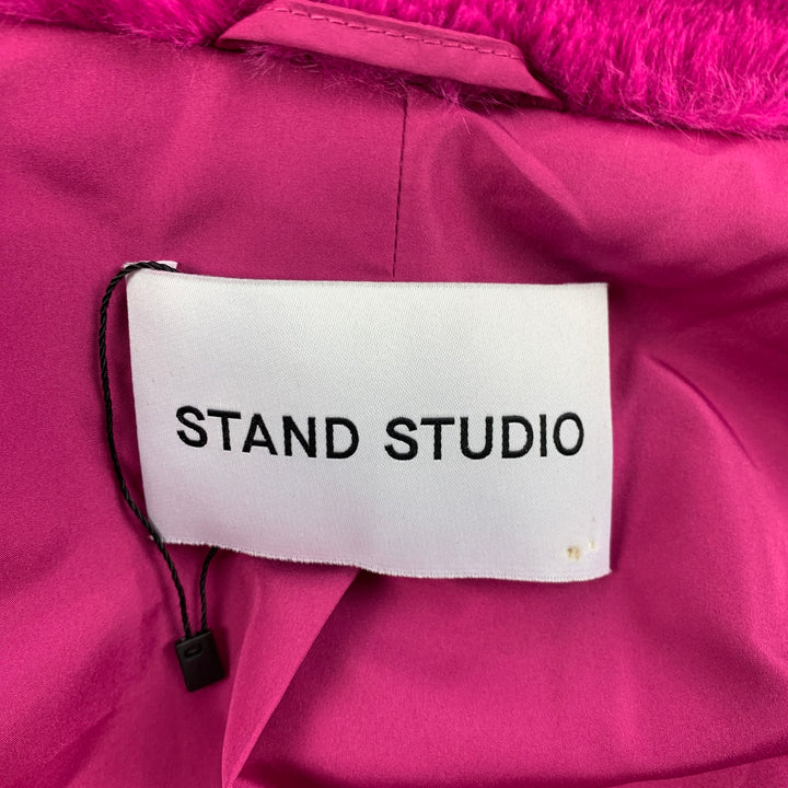 STAND STUDIO Size M Pink Faux Fur Notch Lapel Marcella Jacket