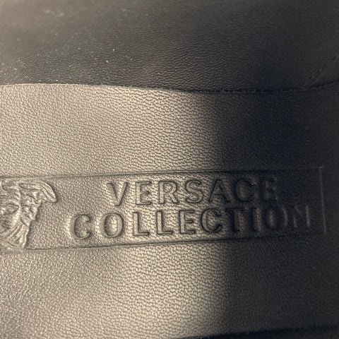 VERSACE COLLECTION Size 8 Black Leather Double Monk Strap Loafers