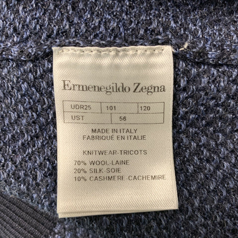 ERMENEGILDO ZEGNA Size XXL Navy Wool Blend V-Neck Pullover