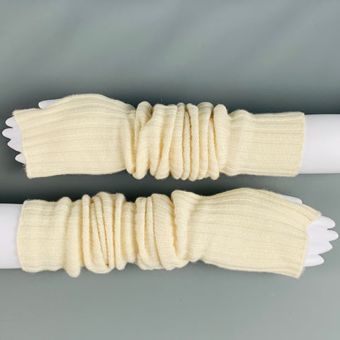 RALPH LAUREN Size M L Cream Knitted Cashmere Gloves