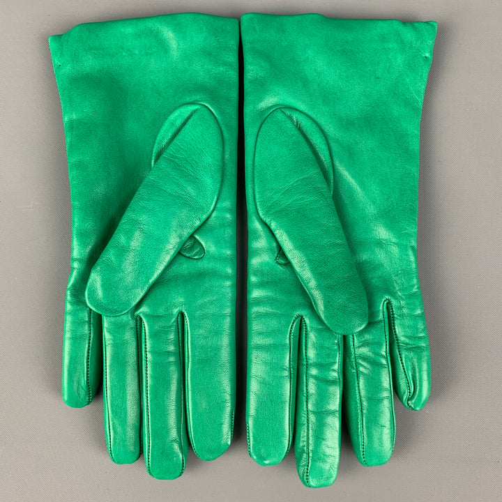 FLORENS Green Leather Cashmere Gloves