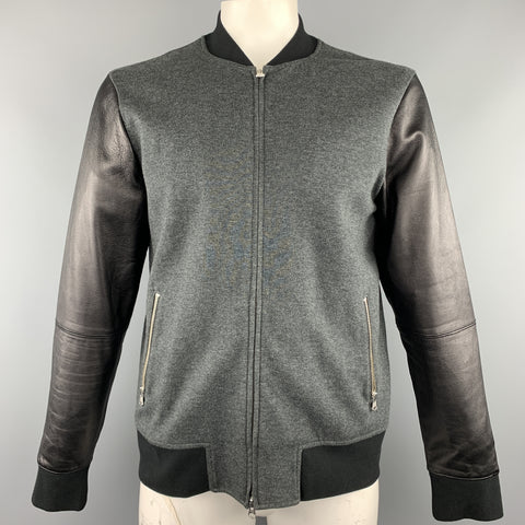 CLUB MONACO Size L Gray Cotton / Nylon Bomber Jacket