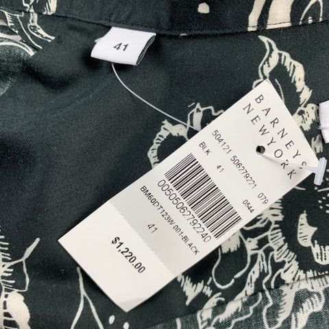 GIVENCHY Size L Black & White Print Cotton Camp Short Sleeve Shirt