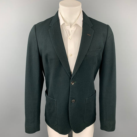 PAUL SMITH Talla 42 Abrigo deportivo con solapa de muesca de lana verde bosque