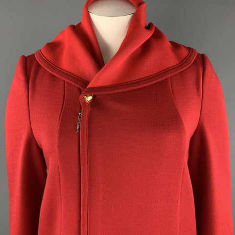 GIORGIO ARMANI Size 12 Red Round Collar Zip Button Coat