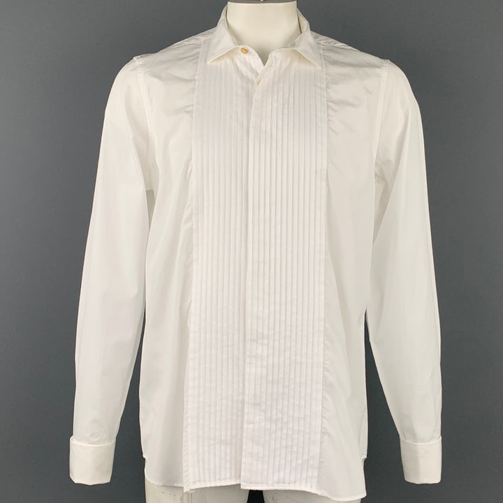 PAUL SMITH Camisa de manga larga de esmoquin de algodón blanco talla XL