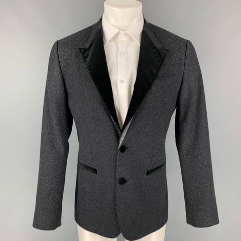 DOLCE &amp; GABBANA Taille 36 Manteau de sport en mélange de laine charbon de bois et noir
