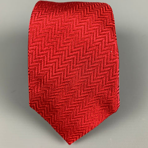 ARMANI COLLEZIONI Red Zig Zag Silk Jacquard Tie