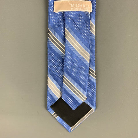 MICHAEL KORS Blue Grey Stripe Silk Tie