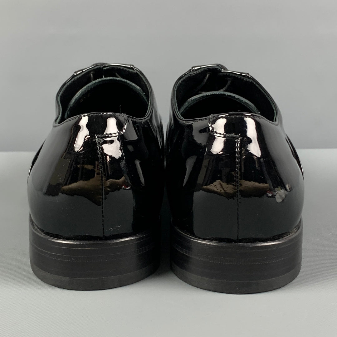 BRIONI Size 9 Black Patent Leather Lace Up Shoes