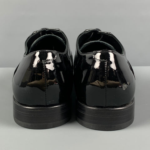BRIONI Size 9 Black Patent Leather Lace Up Shoes