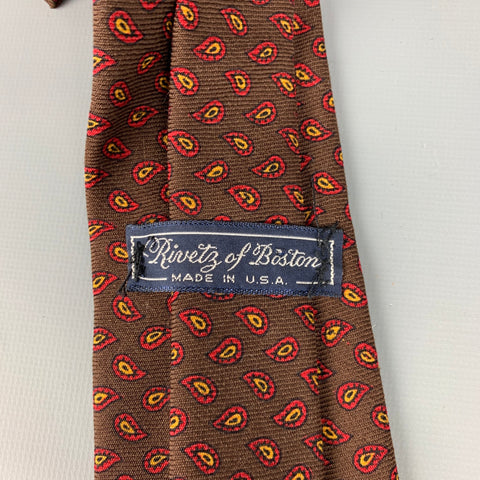RIVETZ of BOSTON Brown & Red Paisley Tie
