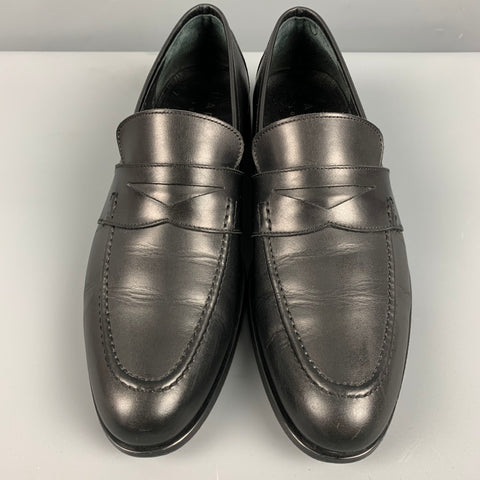 HARRYS OF LONDON Size 11 Black Leather Penny Loafers