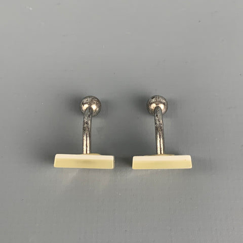 BOSS by HUGO BOSS Beige Marbled Silver Tone Cuff Links
