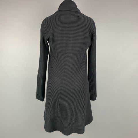 ITALCA OF ITALY Size S Black Ribbed Cotton Circle Cardigan