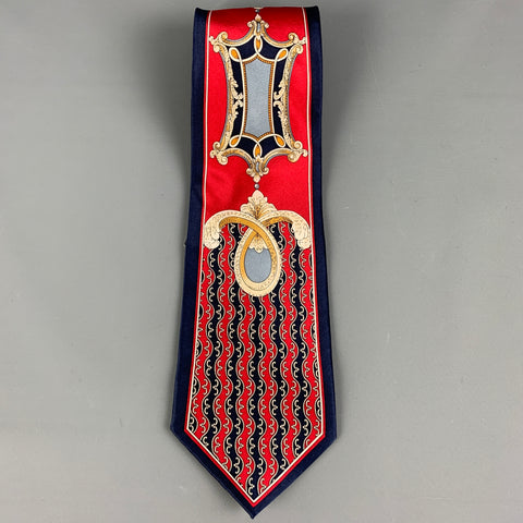 VALENTINO RUDY Red Navy Print Silk Tie