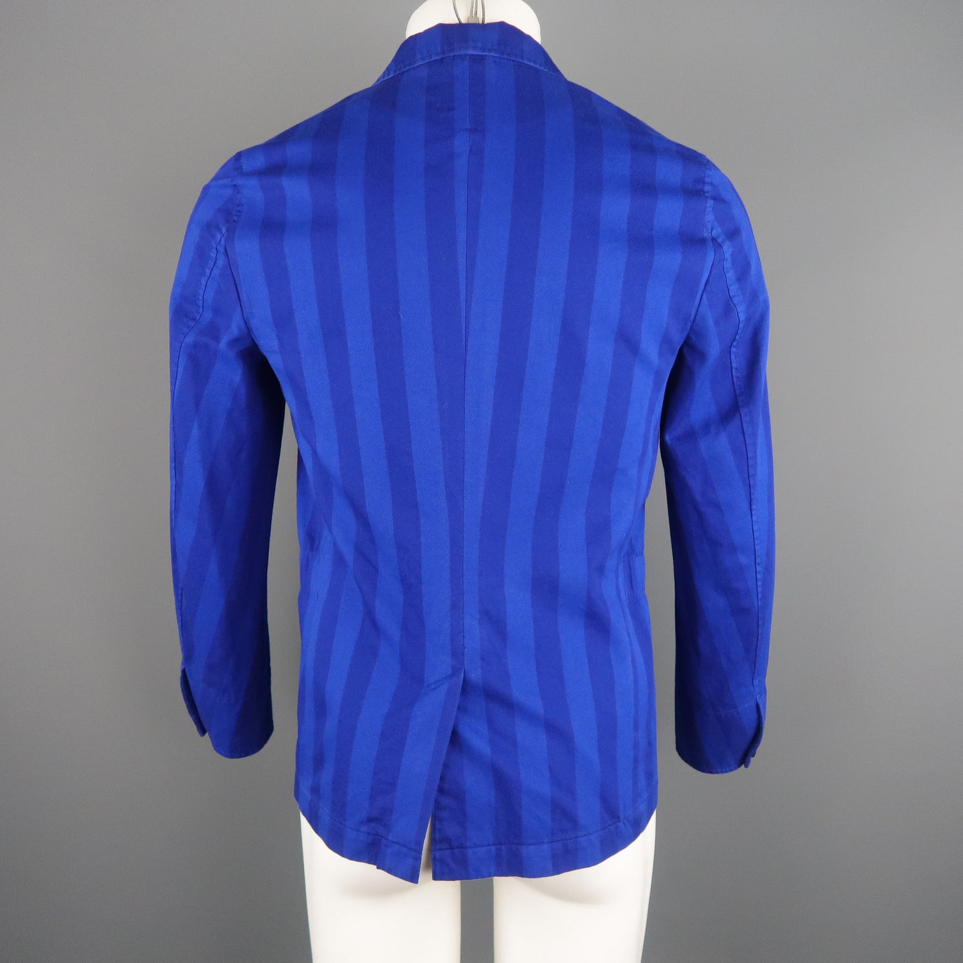 CABANE de ZUCCA Chest Size S Short Royal Blue Stripe Cotton Sport Coat