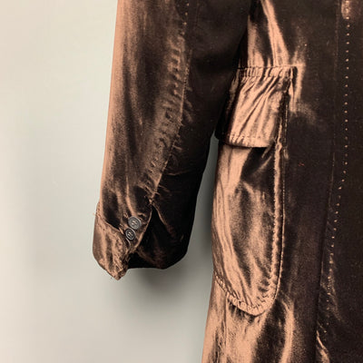 PAUL SMITH Size L Brown Velvet Notch Lapel Buttoned Coat