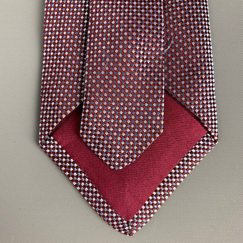 CHARVET Blue Burgundy Print Silk Tie