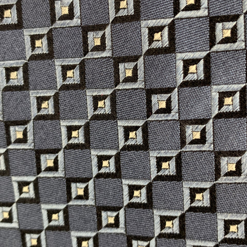 ERMENEGILDO ZEGNA Navy Blue Checkered Silk Tie