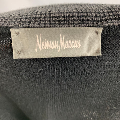 NEIMAN MARCUS Chaleco con cremallera de mezcla de lana merina negra talla L (interior)