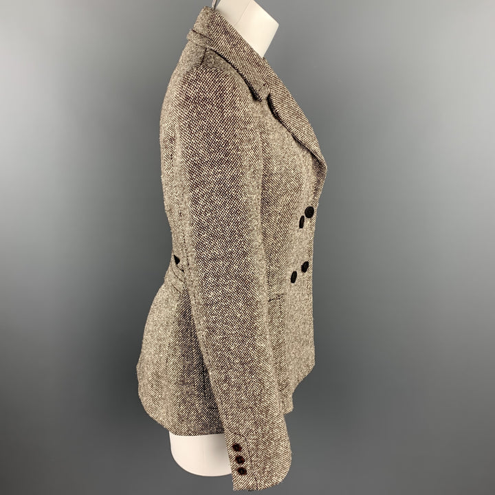 SAMSONITE Size 8 Brown / White Tweed Wool Blend Jacket