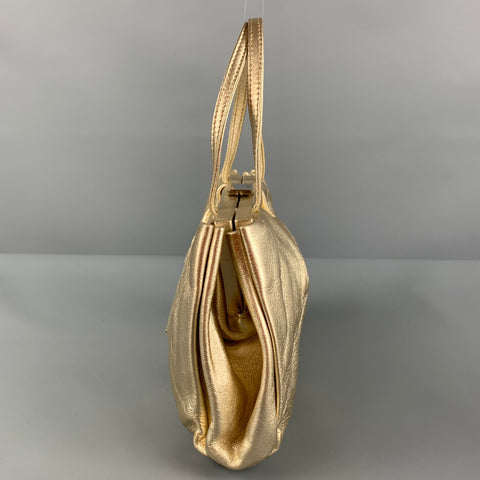Vintage PRADA Gold Metallic Leather Mini Handbag
