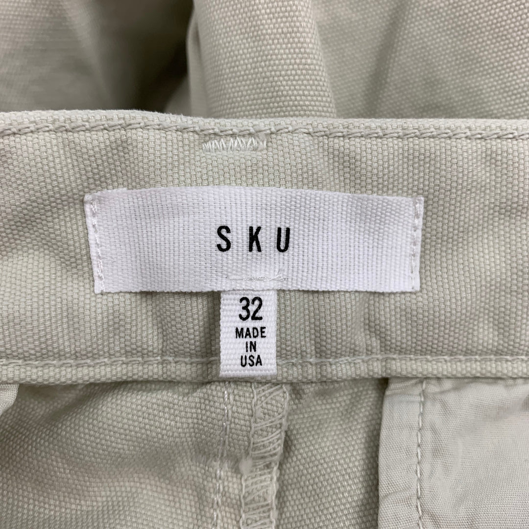 SKU Size 32 Off White Cotton Zip Fly Casual Pants