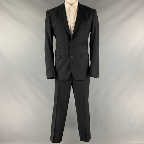 D&G by DOLCE & GABBANA Size 46 Black Window Pane Wool Viscose Blend Suit