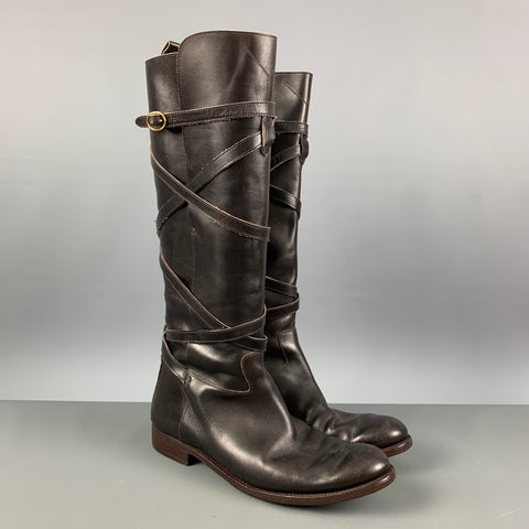 YVES SAINT LAURENT Talla 9 Botas sin cordones de cuero marrón