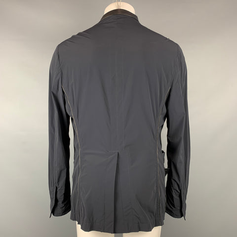 GIORGIO ARMANI Size 42 Navy Nylon Blend Snaps Lightweight Jacket