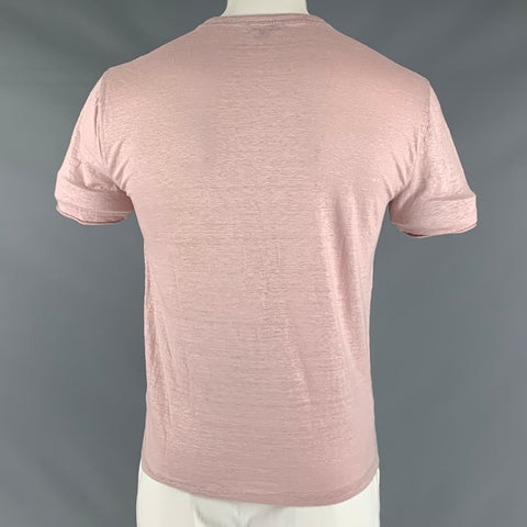 JOHN VARVATOS Size L Pink Heather Linen V-Neck T-shirt