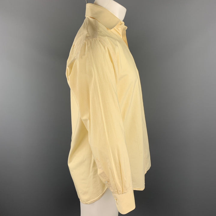 BORRELLI Size M Yellow Pinstripe Cotton Button Up Long Sleeve Shirt