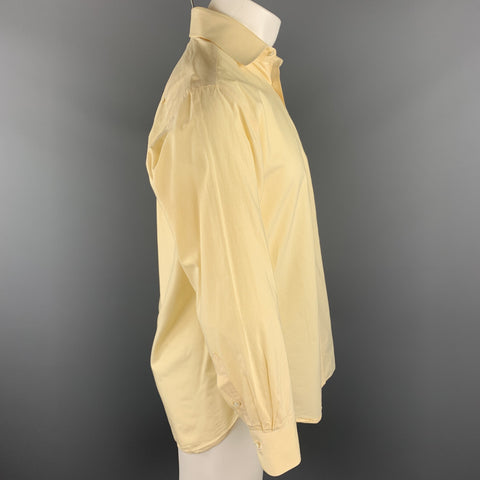 BORRELLI Size M Yellow Pinstripe Cotton Button Up Long Sleeve Shirt