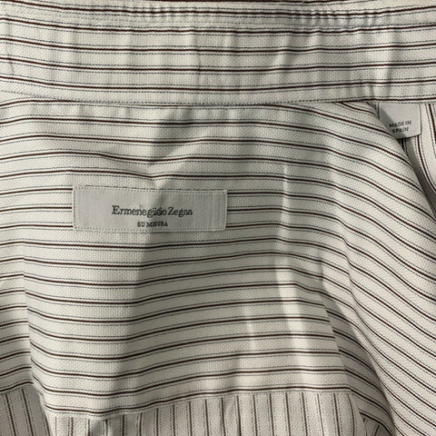 ERMENEGILDO ZEGNA Size XL White Stripe Long Sleeve Shirt