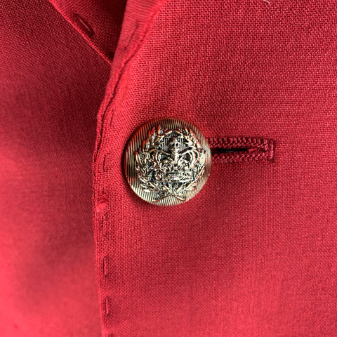 DOLCE & GABBANA Chest Size 38 Red Solid Wool  Elastane Peak Lapel 30 29 Suit