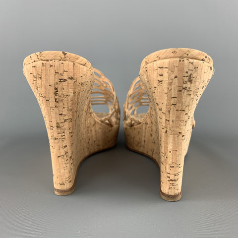 OSCAR DE LA RENTA Size 11.5 Natural Cork Cutout VIRMA Platform Wedges