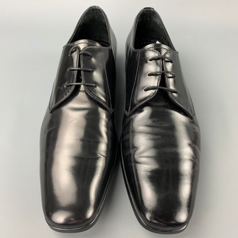 PRADA Size 10 Black Leather Lace Up Dress Shoes