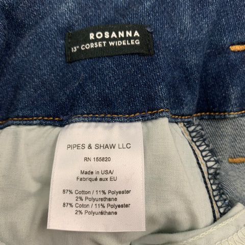 VERONICA BEARD Size 4 Blue Cotton Polyester High Waisted Corset Wide Leg Jeans