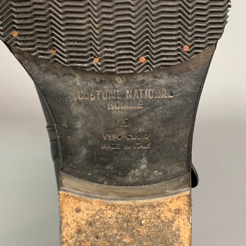 CoSTUME NATIONAL Taille 10 Bottes à enfiler avec ceinture en cuir noir