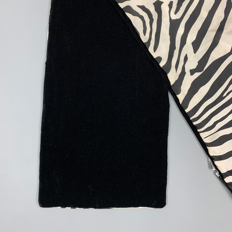 DOLCE & GABBANA Black & White Zebra Rayon Velvet Reversible Scarf