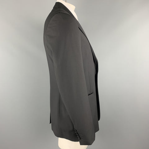 PAUL SMITH Size 42 Black Wool / Mohair Faille Detailed Peak Lapel Sport Coat
