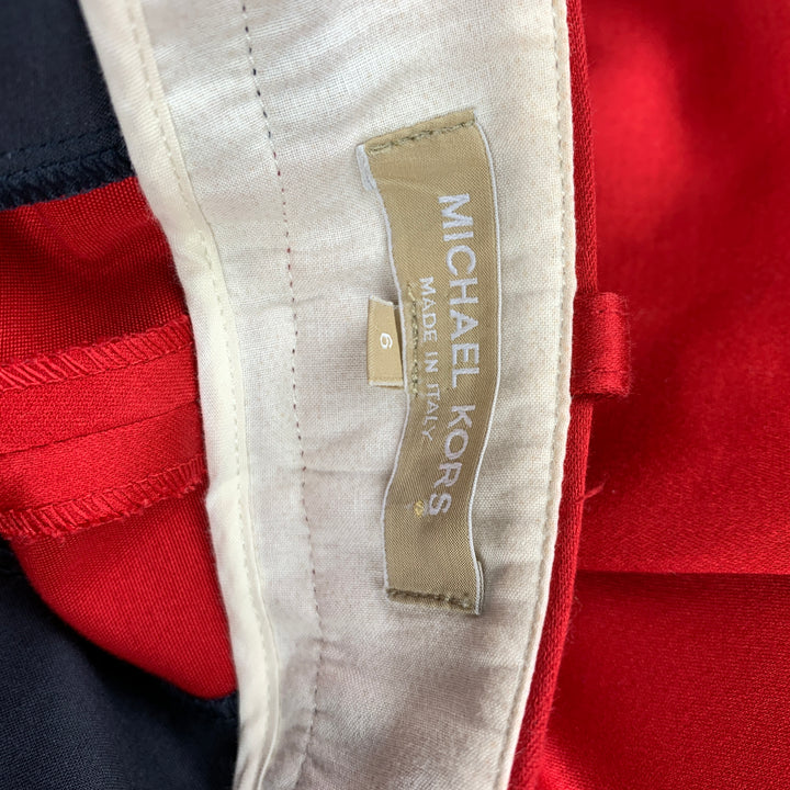 MICHAEL KORS Size 6 Khaki & Red Color Block Cotton Dress Pants