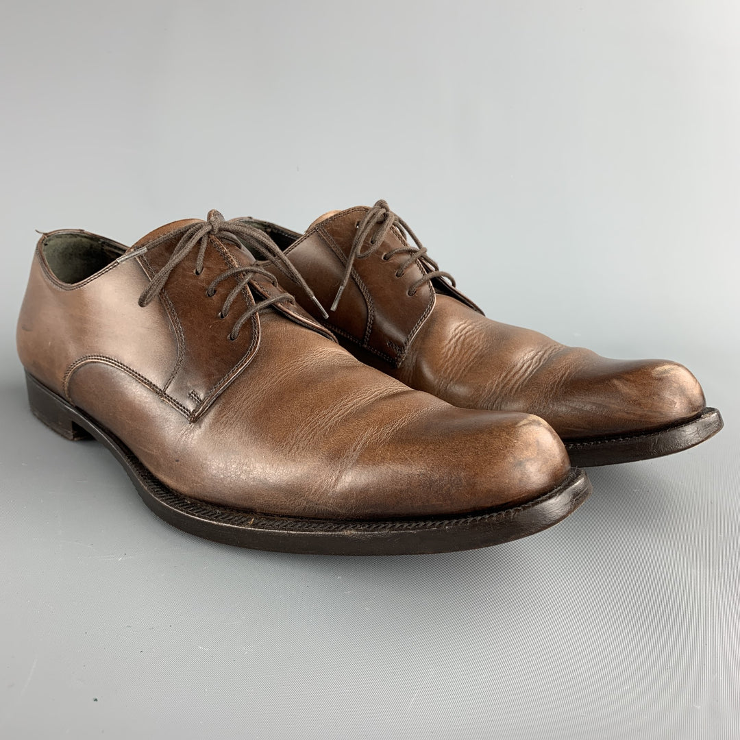 DOLCE &amp; GABBANA Zapatos con cordones y punta en punta de cuero coñac talla 8